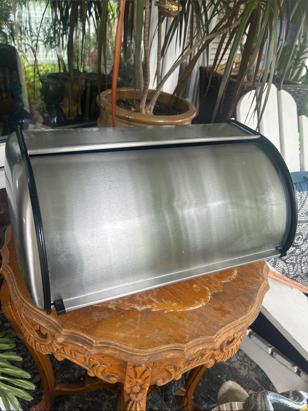 Stainless Steel Bread Box with Roll-Top Lid